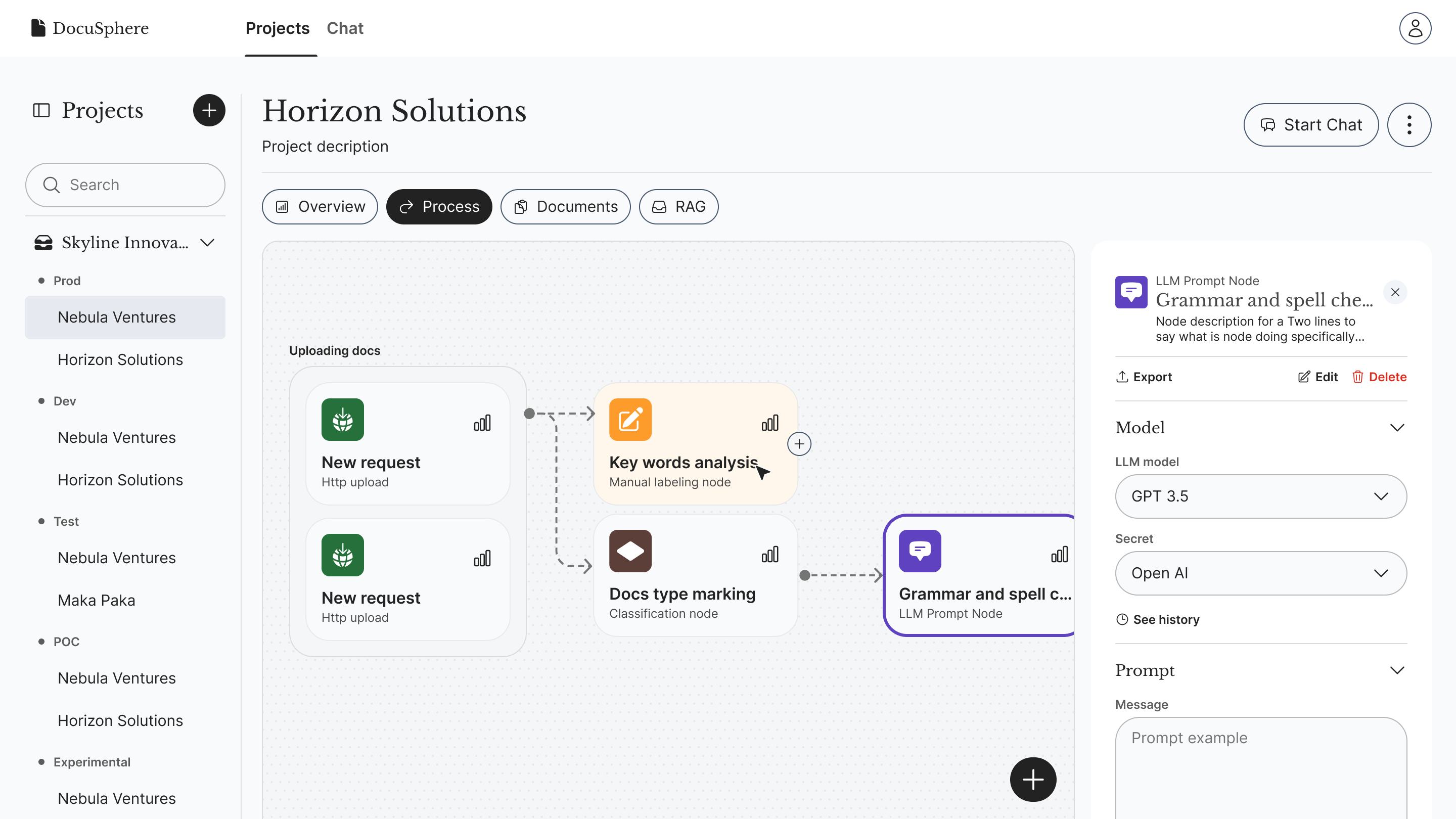 No-code workflow canvas with connected nodes